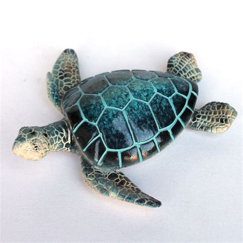 5 Blue Resin Sea Turtle Figurine Nautical Sea Decor California