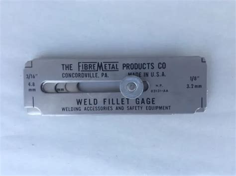 The Fibre Metal Products Co Weld Fillet Gage 7pc Welding Gauge Made In