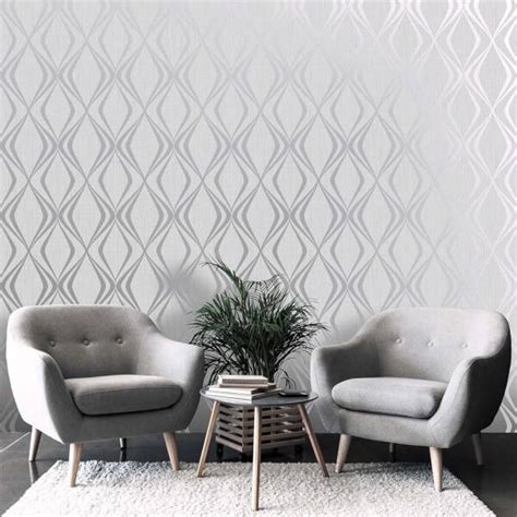 Belgravia Decor Amelie Geometric Wallpaper Grey Homebase