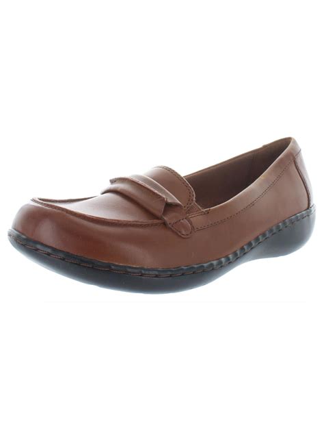 Clarks Womens Ashland Lily Leather Slip On Loafers Tan 6 5 Medium B M