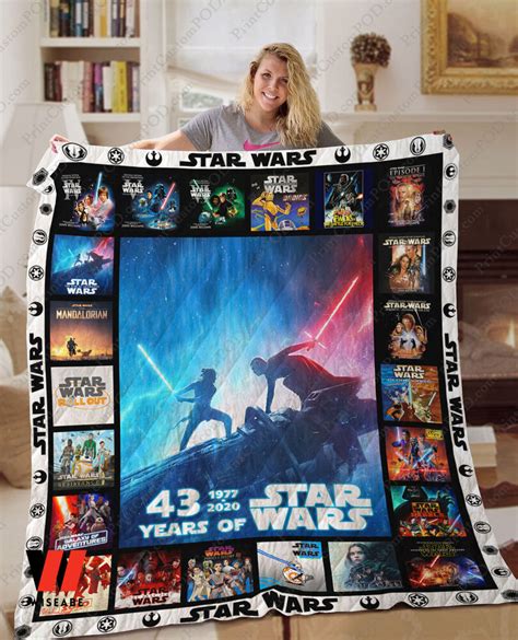 43 Year Of Star Wars 1977 2020 Anniversary Quilt Blanket Cheap Star
