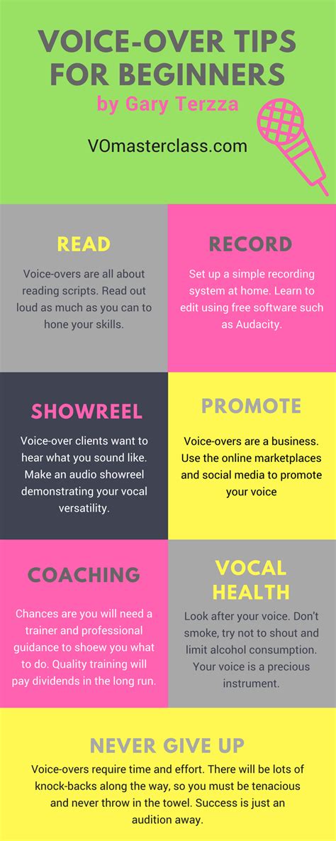 voice over tips for beginners infographic acting lessons singing tips learn singing