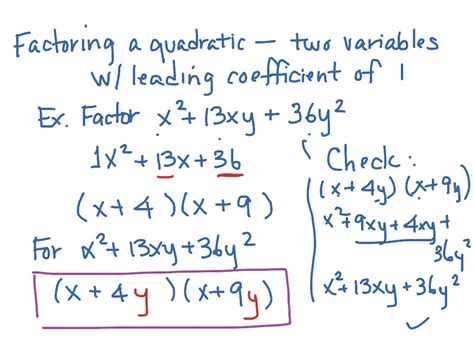 Mat 0028 Aleks Module 6 Factoring A Quadratic In Two Variables With