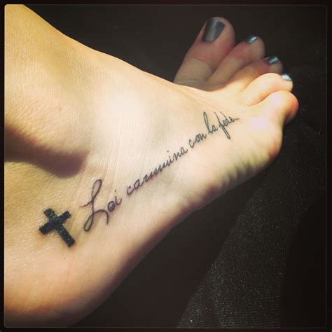 New Foot Tattoo Latin For She Walks With Faith Second Tattoo Foot