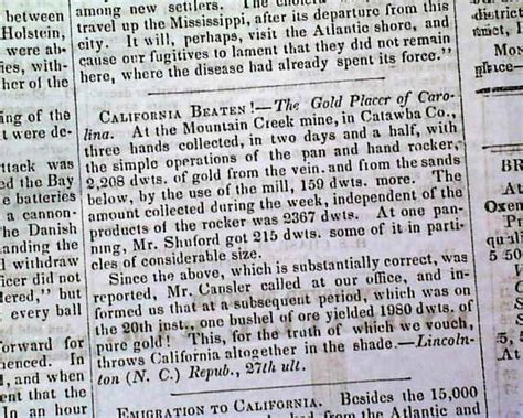 1849 Gold Rush Era News From California Preserving Newspapers