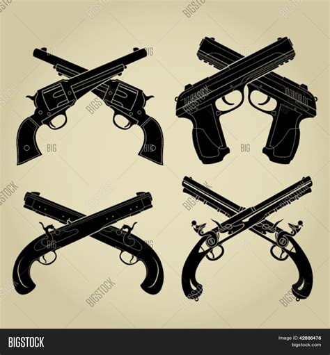 Crossed Pistols Vector And Photo Free Trial Bigstock