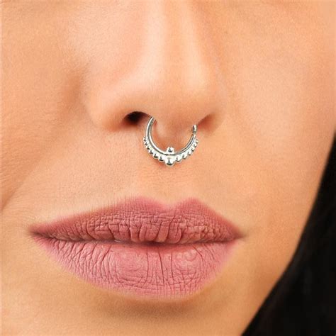 Silver Septum Ring Indian Mystique Patapatajewelry