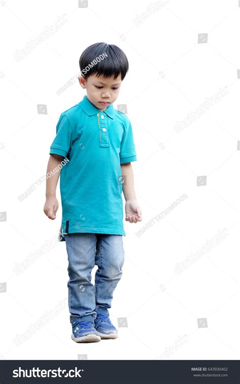 Boy Concentrate Walking Isolated On White Stock Photo 643930402