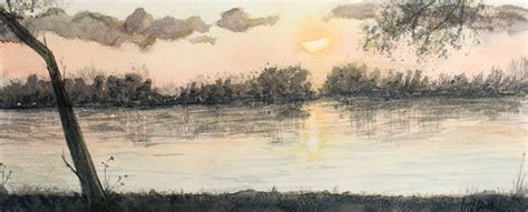 Atardecer A Contraluz En Acuarela Backlit Sunset In Watercolor Hmzen