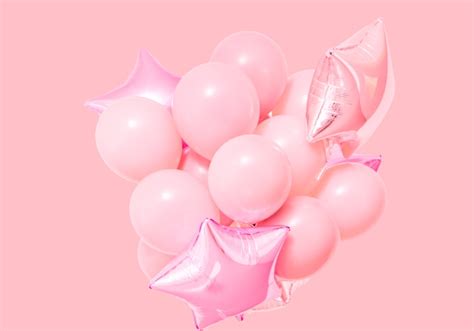 Pink Birthday Air Balloons On Pink Background With Mockup Photo Free
