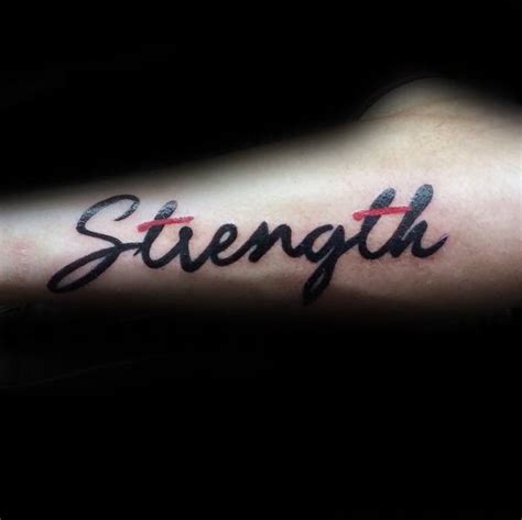 60 Strength Tattoos For Men Masculine Word Design Ideas