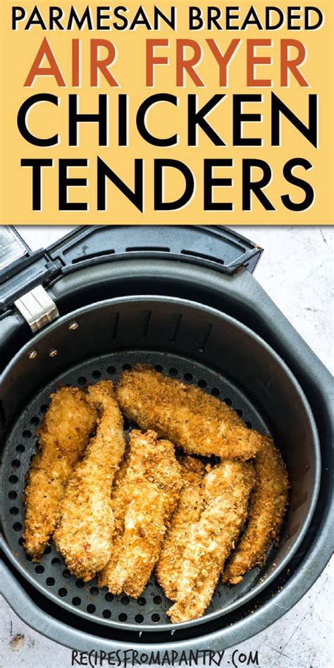 A bag of breaded chicken strips. Parmesan Breaded Air Fryer Chicken Tenders - Recipes From ...