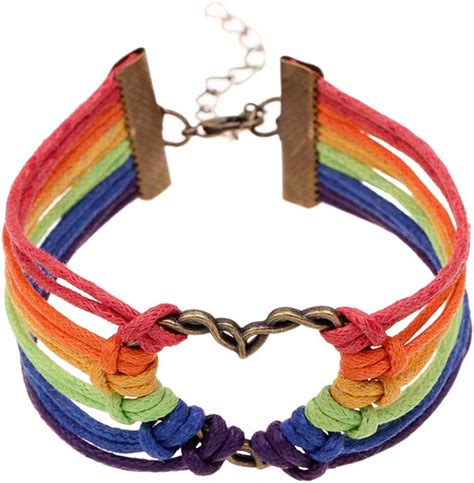 Amosfun Lgbt Pride Rainbow Multicolor Nylon Woven Hot Jewelry Lesbian Gay Strand Bracelet For