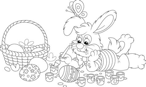 Conejo Acostado Dibujando Huevos De Pascua Para Colorear Imprimir E Dibujar Coloringonly