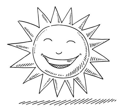 Dibujo Vectorial Dibujado A Mano De Un Sol De Verano Feliz Con Una Cara