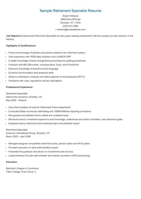 Executive assistant professional with 8 years of experience, highly confident, trustworthy and well organized. Sample Retirement Specialist Resume | Resume, Sample resume, Recruitment