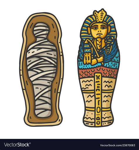 Ancient Egyptian Tutankhamun Mummy In Sarcophagus Vector Image Hot Sex Picture