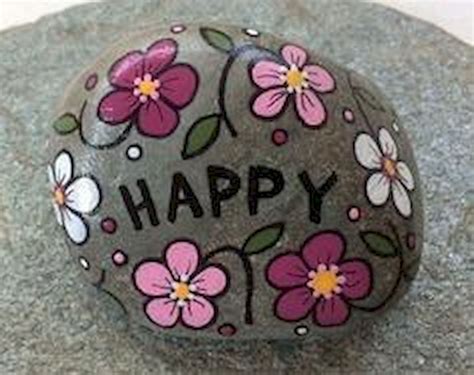 60 Beautiful Diy Painted Rocks Flowers Ideas Rock Crafts Happy Rock