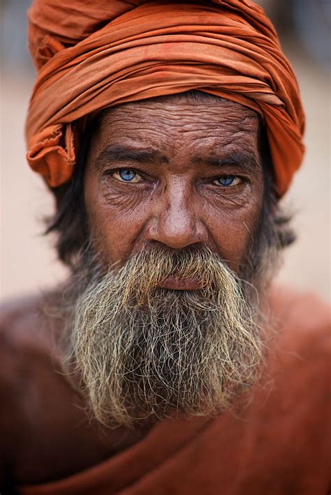 Old Nepali Man With Blue Eyes Bhaktapur Katmandu Valley Nepal Eye