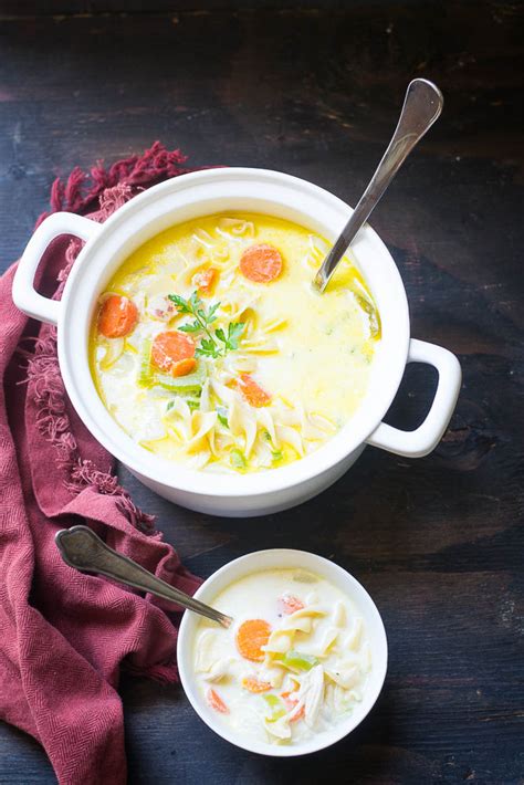 Melt butter in a large frying pan over medium heat. Mix and Stir: Creamy Chicken Noodle Soup