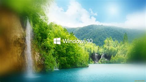 Скачать обои компьютеры Windows 10 логотип фон водопад из раздела