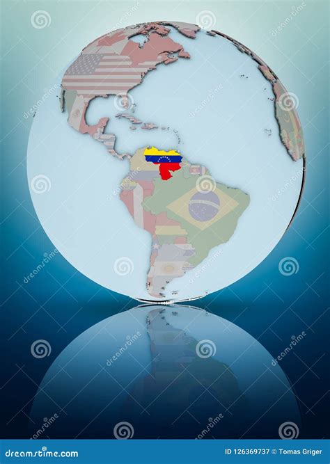 Venezuela On Political Globe Stock Illustration Illustration Of