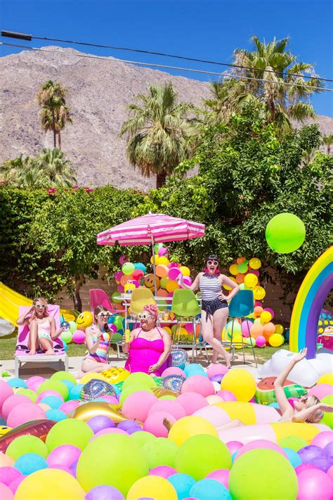 An Epic Rainbow Balloon Pool Party Pool Party Decorations Pool Party