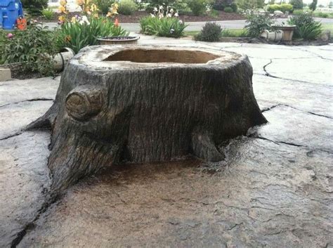 Tree Stump Fire Pit Made From Concrete Hot Tub Backyard Backyard