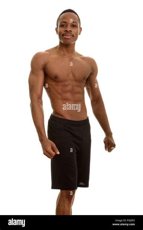 Young Muscular African Man Shirtless With Six Pack Abs Stock Photo Alamy