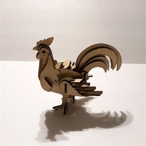 3d Wooden Rooster Puzzle Etsy