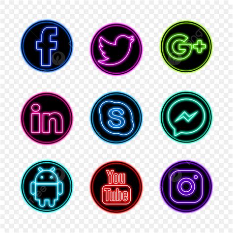 Neon Style Social Media Icons Pack Social Media Png Neon Png The Best Porn Website