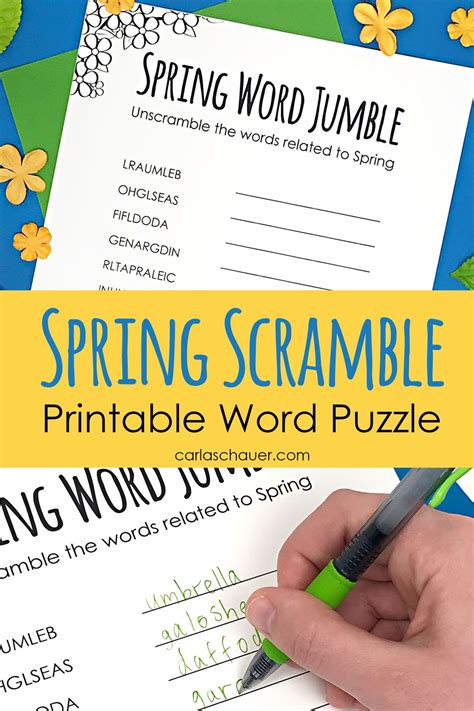 Spring Word Scramble Printable Words Spring Words Word