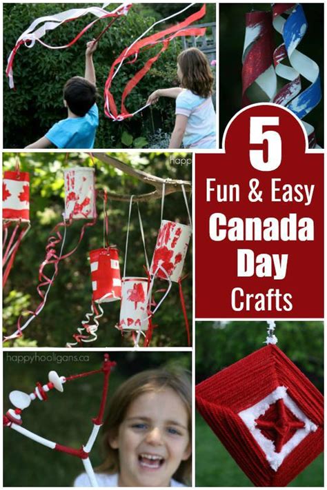Celebrate canada day this year by enjoying these canada day crafts with your children! 5 Fun and Easy Canada Day Crafts for Kids - Happy Hooligans