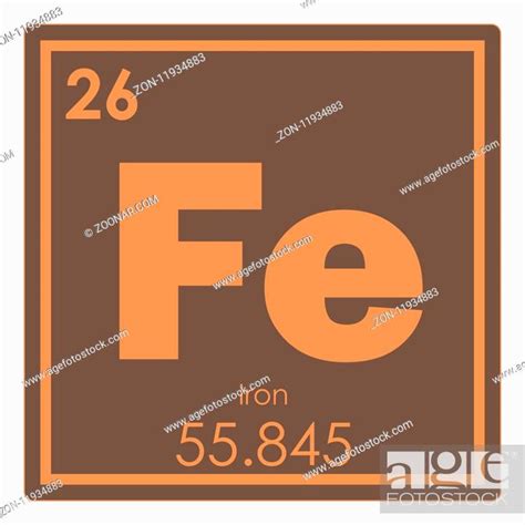 Iron Chemical Element Periodic Table Science Symbol Stock Photo
