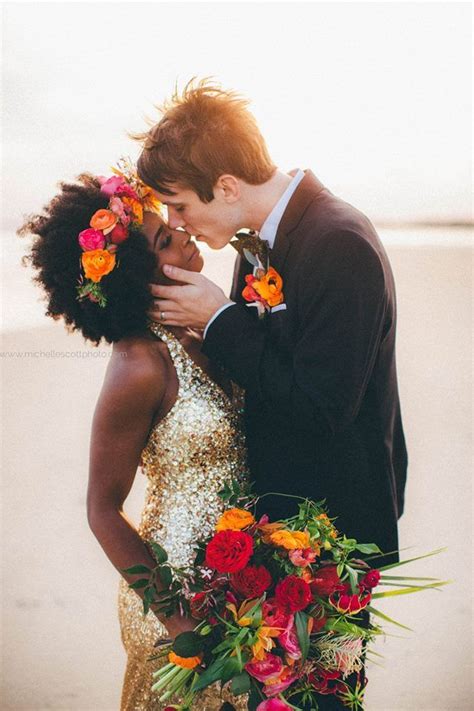 Stealing A Kiss Interracial Wedding Floral Headpiece Interracial