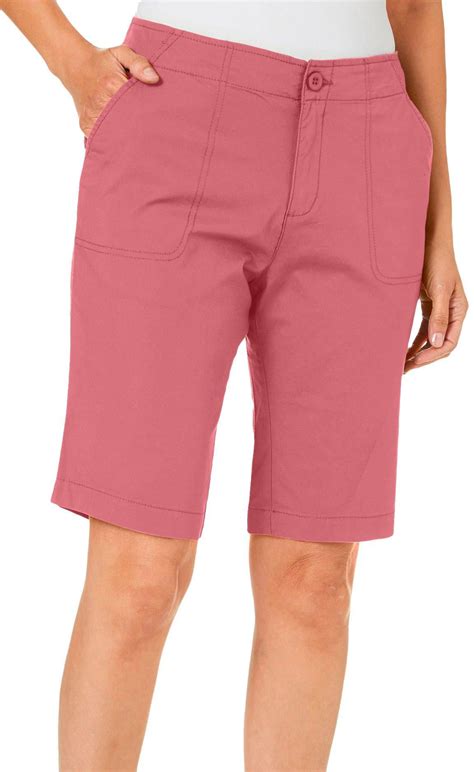 Caribbean Joe Womens Solid Chino Bermuda Shorts 8 Hot Pink Walmart