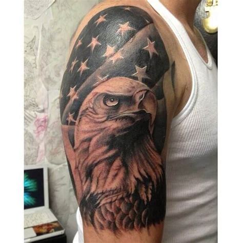 17 Bald Eagle With American Flag Tattoo Designs For Men And Women
