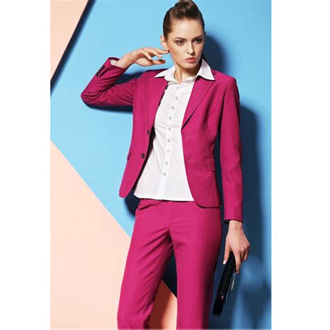 Hot Pink Pant Suits For Women Custom Made Ladies Business