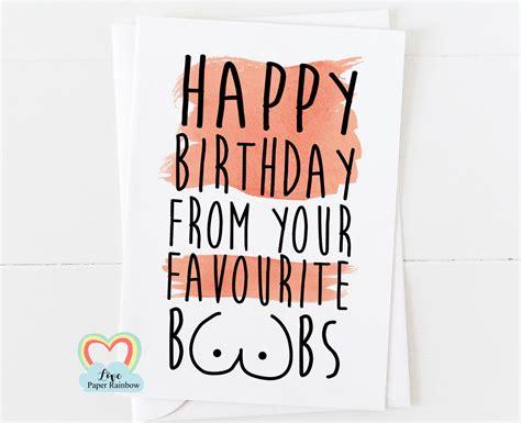 Boobs Birthday Card Happy Birthday From Your Favourite Boobs Etsy