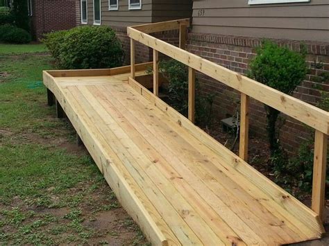 Find ideas and inspiration for wood deck railing ideas to add to your own home. Very simple and elegant wheelchair ramp. | Wheelchair ramp ...