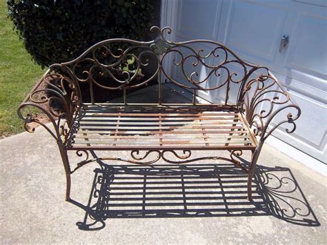 Antique Metal Wrought Iron Garden Bench Gorgeous Victorian Look