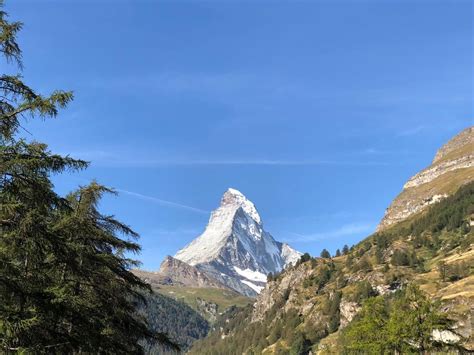 Matterhorn On A Clear Summer Day As Seen From A Bridge In The Town Of