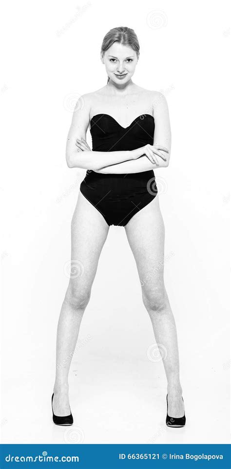 Woman Body Full Length Posing Studio Stock Image Image Of Cellulite