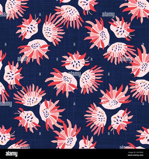 Hand Painted Bold Summer Bloom Floral Motif Seamless Pattern Classic