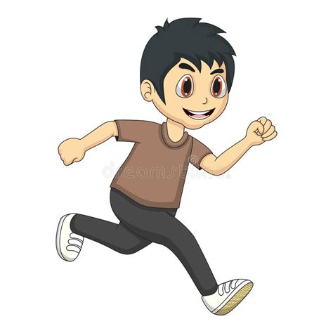 Little Boy Running Cartoon Stock Vector Illustration Of