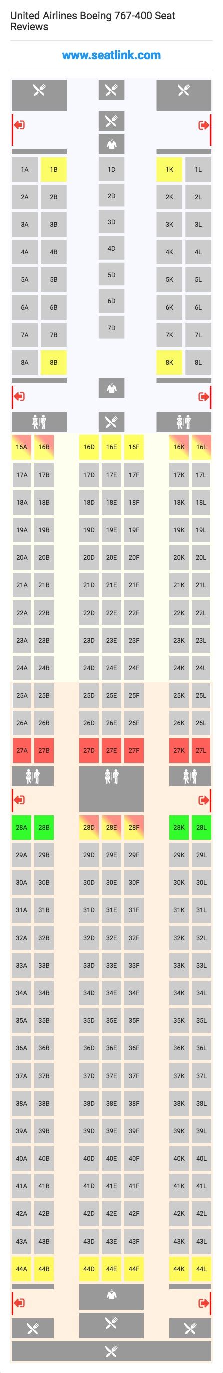 United Airlines Boeing 767 400 Seating Chart Updated December 2019