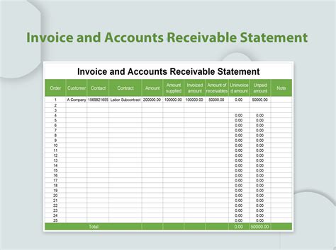 Accounts Receivable Statement Template Excel