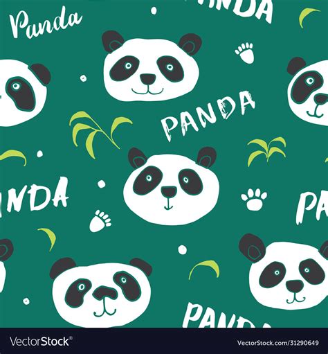 Cute Panda Bear Seamless Pattern Cute Animals Vector Image