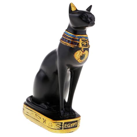 Egyptian Cat Goddess Bastet Feline Protector Of Woman Golden Sculpture
