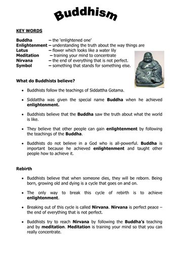 Buddhism Intro Worksheet 2011doc Teaching Resources Buddhism Overview